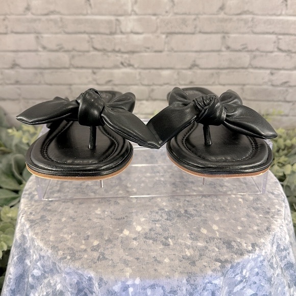 Time and Tru Black Knotted Bow Comfort Flip-Flop Sandals Women’s 8M☀️VGUC☀️ - Picture 2 of 8